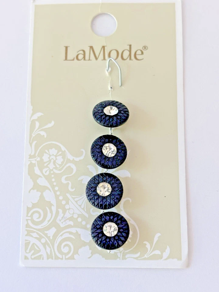 LaMode Buttons 4 Piece 3/8” Black & Rhinestone Accent - Image 3 of 4