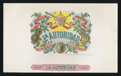 Vintage c1899 La Autoridad Inner Cigar Box Label American Lithographic Co