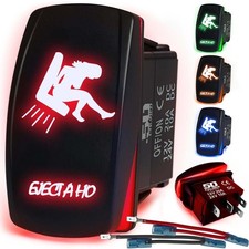 Waterproof Rocker Switch ON/Off, LED Backlit with Etched Design Eject a Ho