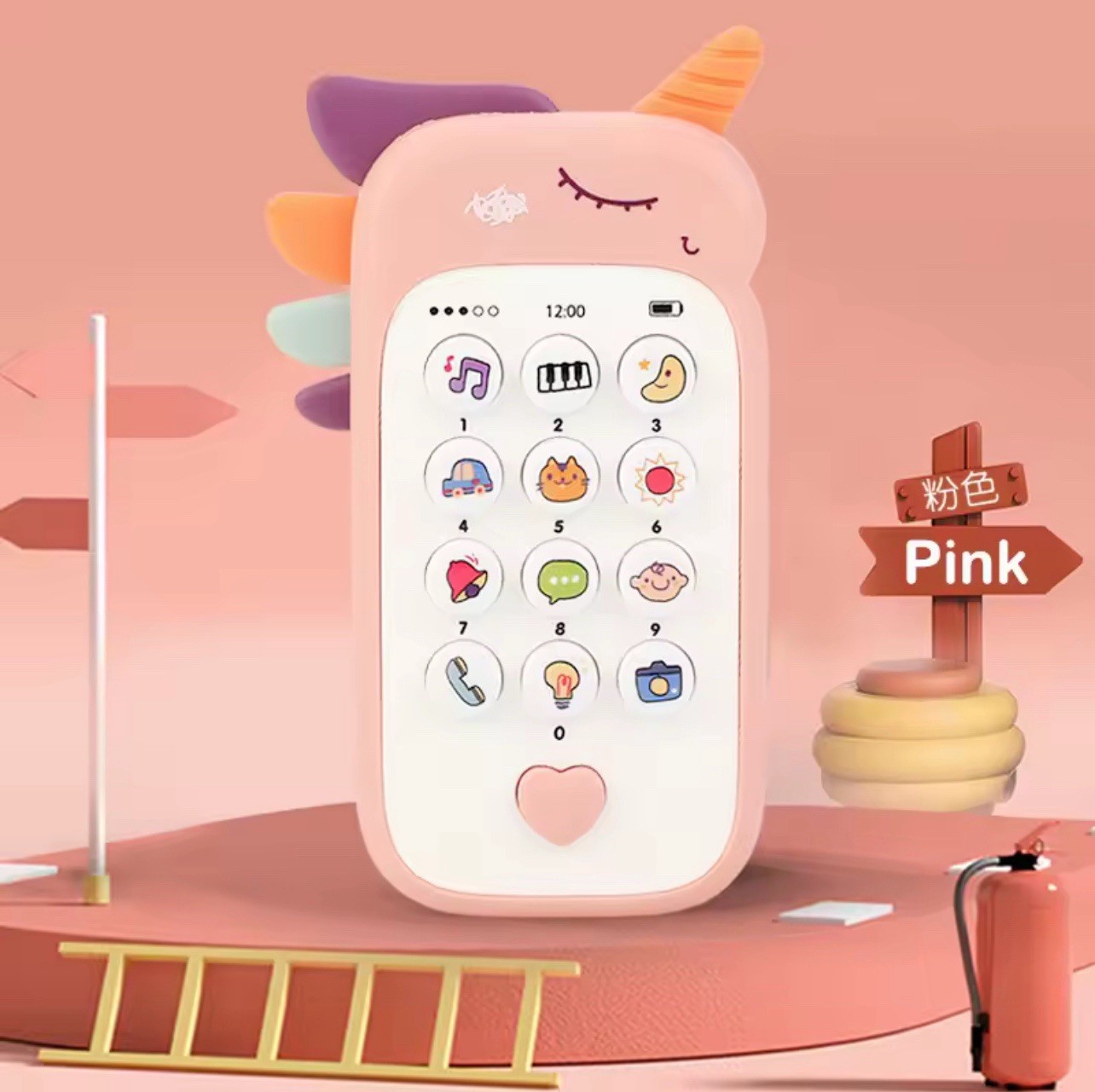 Kinder Baby Musiktelefon Spielzeug Sound Telefon mit Beißring Lernspielzeug UK 