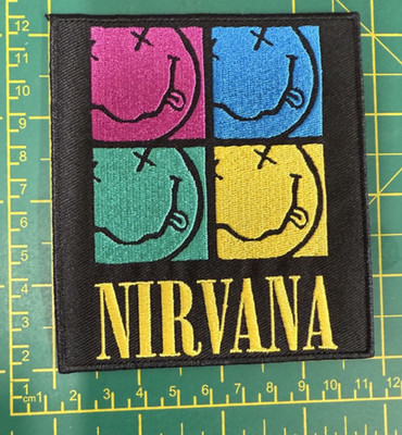 Nirvana  Smiley Squares Woven Sewor Iron On Patch Officially Licensed Patch