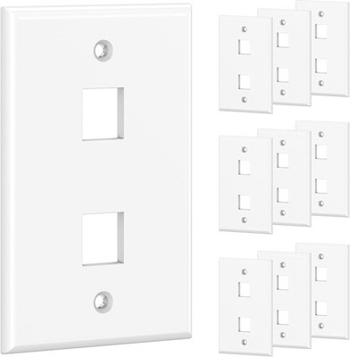 [UL Listed] Cable Matters 10-Pack Low Profile 2-Port Keystone Jack Wall Plate, R