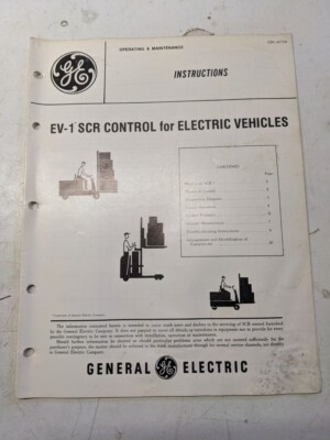 GE SCR CONTROL ELECTRIC MAINTENANCE MODEL EV-1 INSTRUCTIONS OPERATING MANUAL