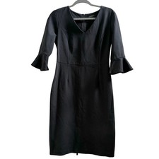 Halogen Black Sheath Dress Women 4 Bell Sleeve Midi Work Office Stretch