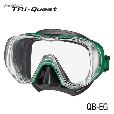 Used Tusa M-3001 Freedom Tri-Quest Dive Mask - Black/Energy Green
