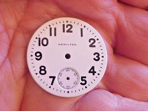 NOS Vintage Hamilton Pocket Watch Dial @ 1.13 inch 28.7mm Diameter 3 Feet