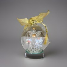 Lenox Wonder Ball Angel Vidrio Iluminado Cambio de Color 4.75 pulgadas Ornamento funcionando