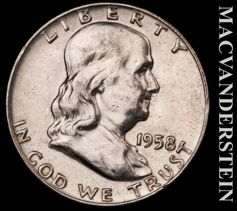 1958-D Silver Franklin Half Dollar - Scarce  High Grade  Lustrous  #L6567
