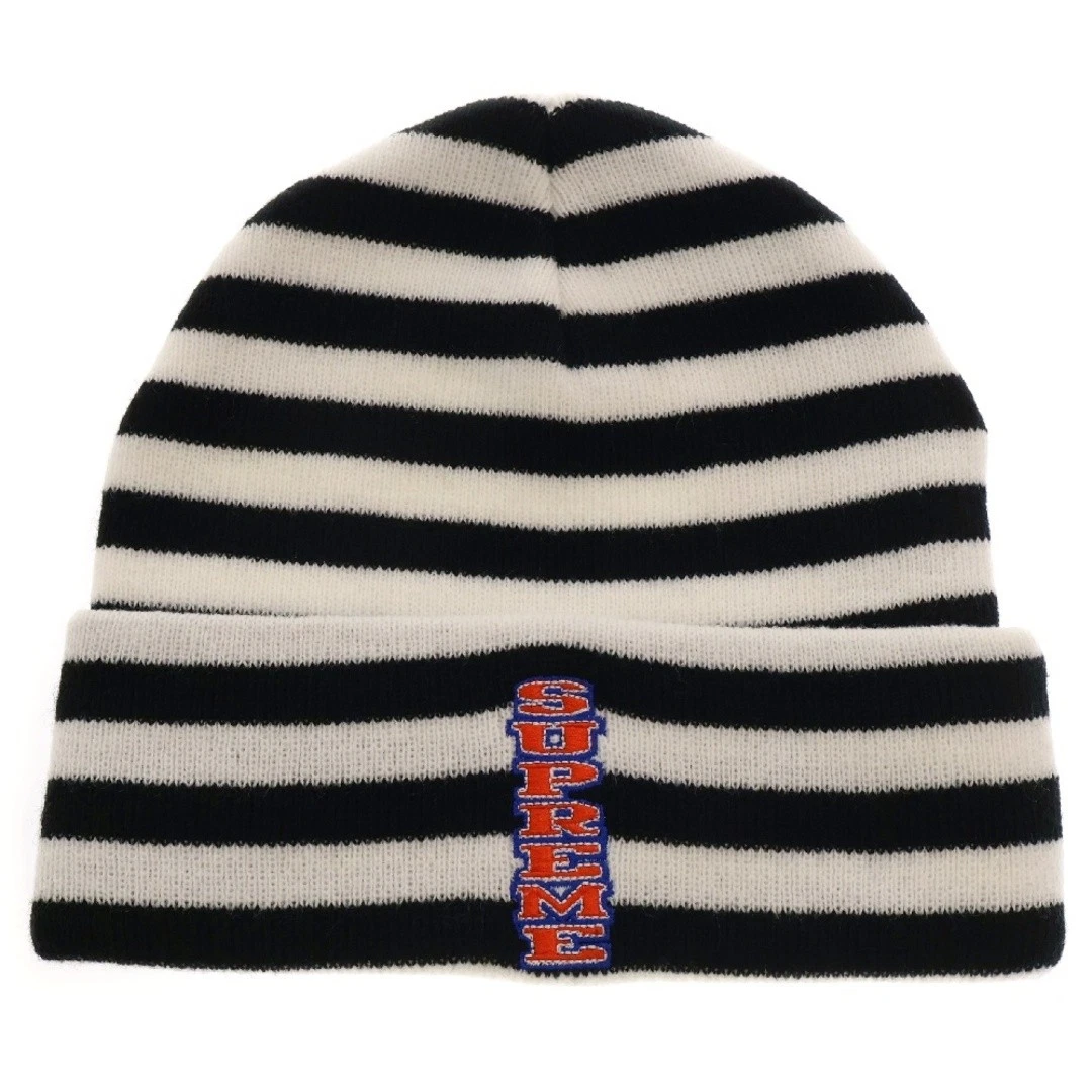 BONNET RAYÉ LOGO VERTICAL SUPRÊME 16AW TRICOT BORDURE BLANCHE Occasion a296dca8