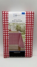 Mainstays 60 X 102 Peva Tablecloth New Indoor/Outdoor Summer Red Plaid