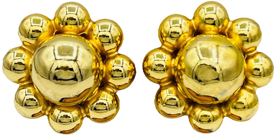 Vintage DIOR Große Glänzende Ohrringe Vergoldet Ohrclips,Schmuck ca.2.80cm.