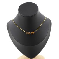 Halskette 5 Tigerauge Perlen 6 Mm. Kette Aus Edelstahl Vergoldet Halskette Fe