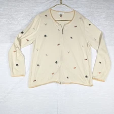 CJ Banks Cardigan Sweater Womens Extra Large White Long Sleeve Football Fall