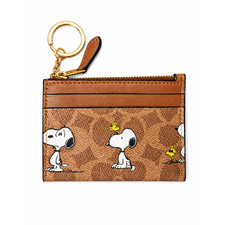 Coach X Peanuts Mini Skinny ID Case Signature Canvas W/Snoopy Print CBT14
