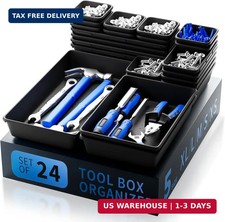 Tool Box Organizer Tray 24 Pcs 5 Sizes Black Premium Abs Plastic Interloc