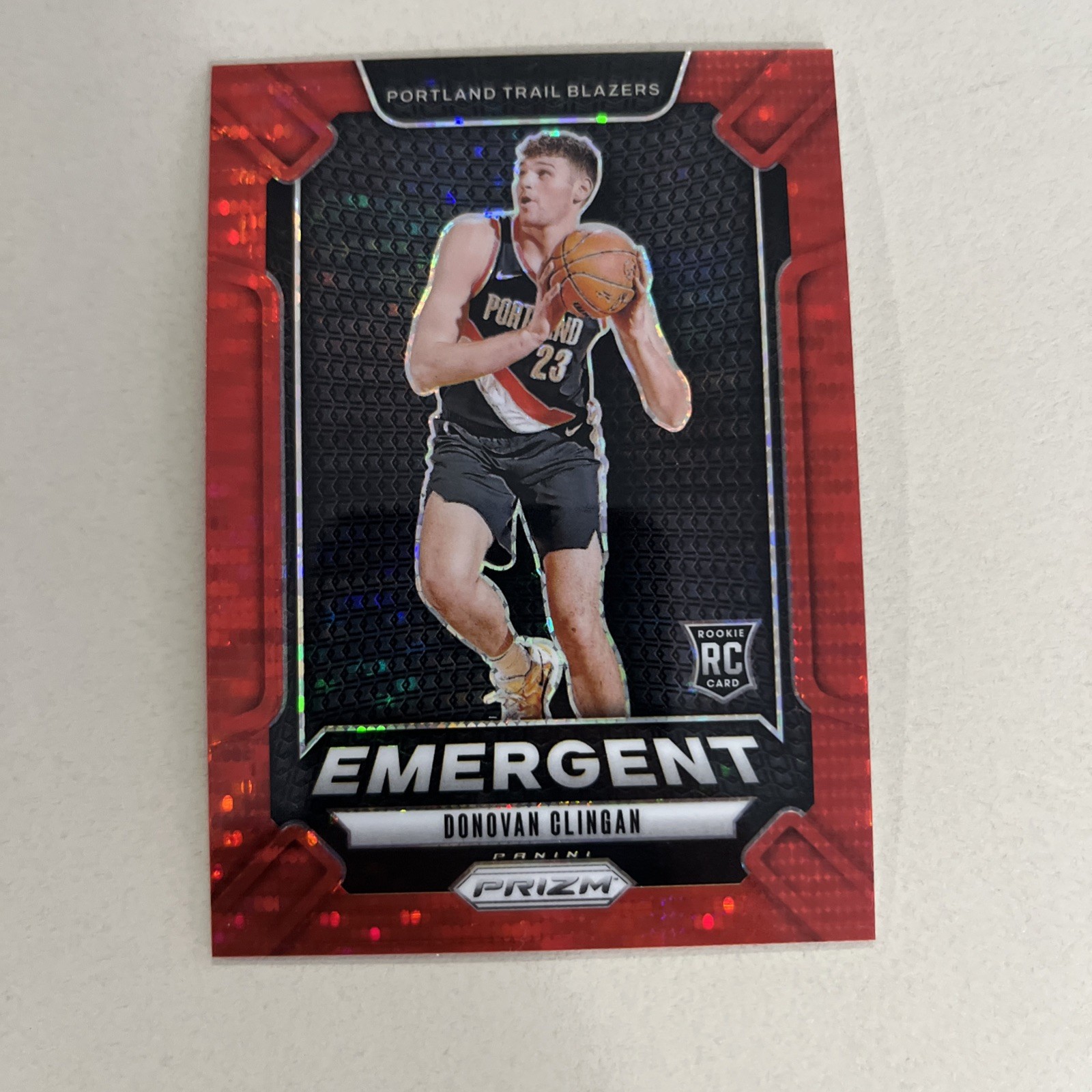 2024-25 Prizm - Donovan Clingan - Red Pulsar Emergent 7/75 (RC) - Trail Blazers