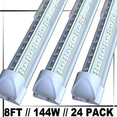 24PACK 8 FOOT LED Shop Lights 144w Fixture 8FT LED Tube Light 8' Garage Light