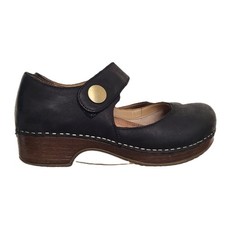 Dansko Beatrice EU 36 US 5.5 6 Black Nubuck Leather Mary Jane Clogs