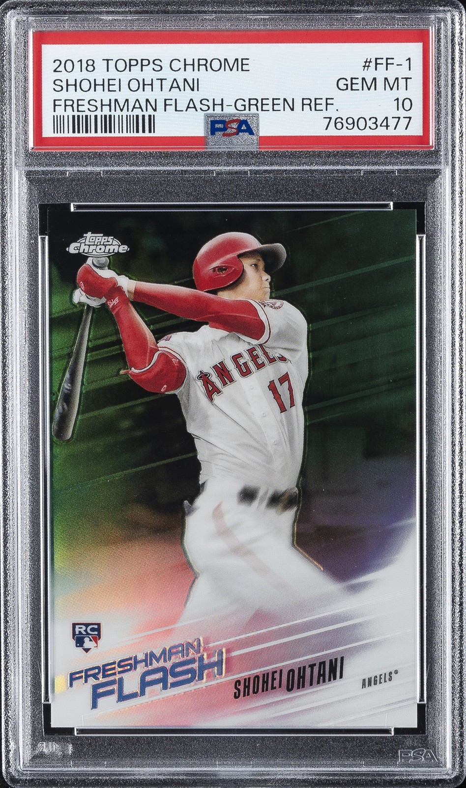2018 TOPPS CHROME FRESHMAN FLASH GREEN REFRACTOR SHOHEI OHTANI 23/99 PSA 10