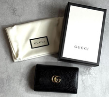 GUCCI GG Marmont 6-Ring Key Case Leather Black 456118 Italy with Box