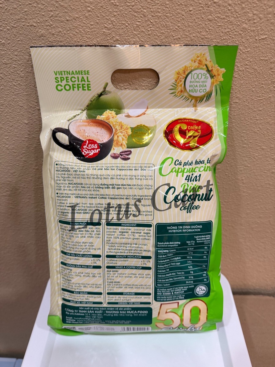 Huca Food, Instant Coffee 4in1 Coconut Cappuccino Vietnamese