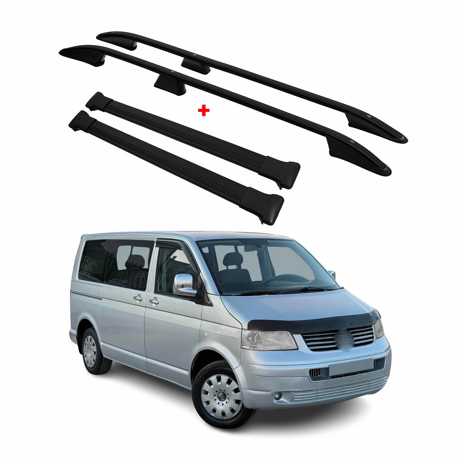 Rails et barres de toit pour Transporter T5 T6 L1 noir mat en aluminium premium