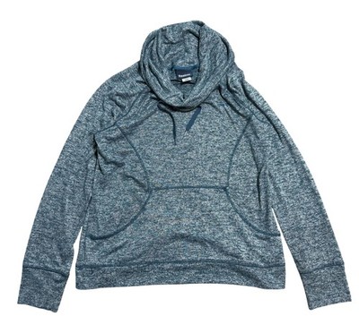 Reebok Hoodie Womens XL Blue Cowl Neck Funnel Pullover Athleisure Knit Stretch