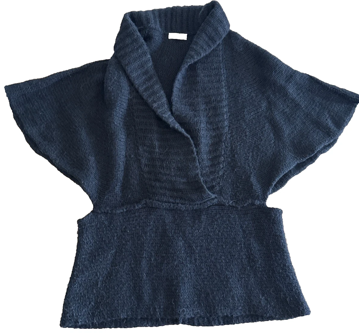 Vintage Derby Debo Womens Italian black poncho cape sweater wool Alpaca blend