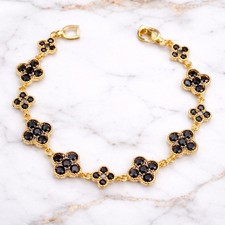 Gold Filled Black Clover/Floral CZ Bracelet