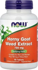 NOW Foods Horny Goat Weed 750 Mg 90-Tablets, Exp 11/2029