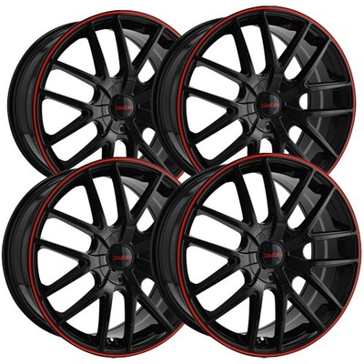 (Set of 4) Touren TR60 17x7.5 5x110/5x115 +42mm Black/Red Wheels Rims 17'' Inch