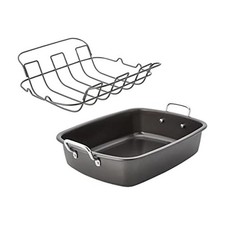 Chicago Metallic Nonstick Roaster with Floating Rack 18" x 13" Black