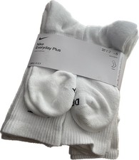 Nike Everyday Plus Cushion Crew White Black Socks 6 Pairs - SIZE L SX6897 100