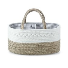 Baby Diaper Caddy Organizer, Portable Nursery Storage Basket Cotton Rope Diap...
