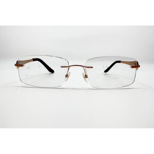 NR-355 Eyeglasses Frames Womens Gold Black Rimless Rectangle 53-17-135 T24