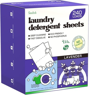 Soulink Lavender Laundry Detergent Sheets, 240 Loads - 240 Count (Pack of 1) 