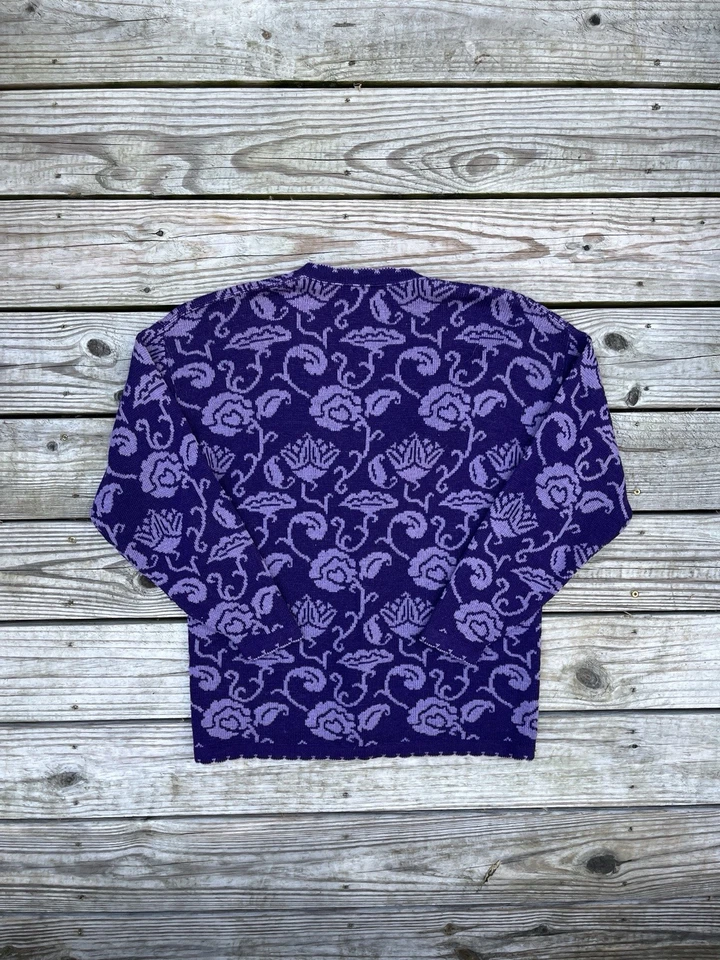 Cárdigan Pendleton Vintage Floral Lana Púrpura Hecho en EE. UU. Pequeño Mediano G2U Foto 3 de 4