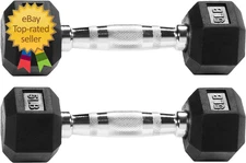 Rubber Encased Hex Dumbbell Multiple Sizes