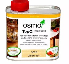 Osmo Top Oil 3028 Clear Satin Kitchen Worktop Wood Oil Food Safe Child. 500ml