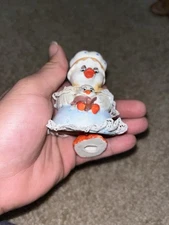 Caring Critter Chimers Duck W/ Baby & Book Jasco Taiwan Bisque Porcelain