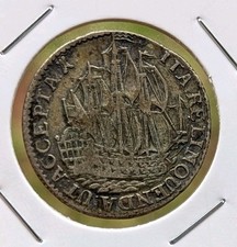 Moneda de plata 1765 holandesa Países Bajos VOC 6 Stuiver Ship ZELANDA_a741
