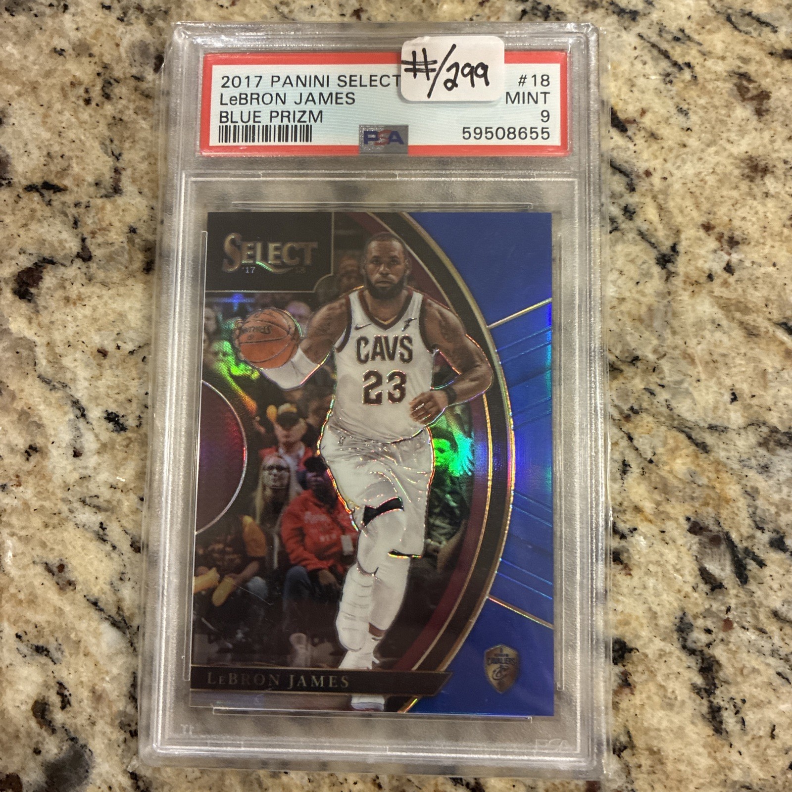 2017 Panini Select - LeBron James Blue Prizm /299 #18 PSA 9