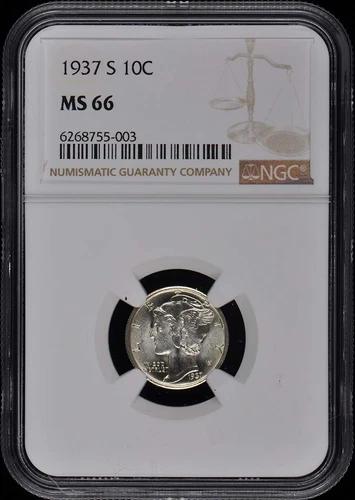1937-S Mercury Dime 10C NGC MS66