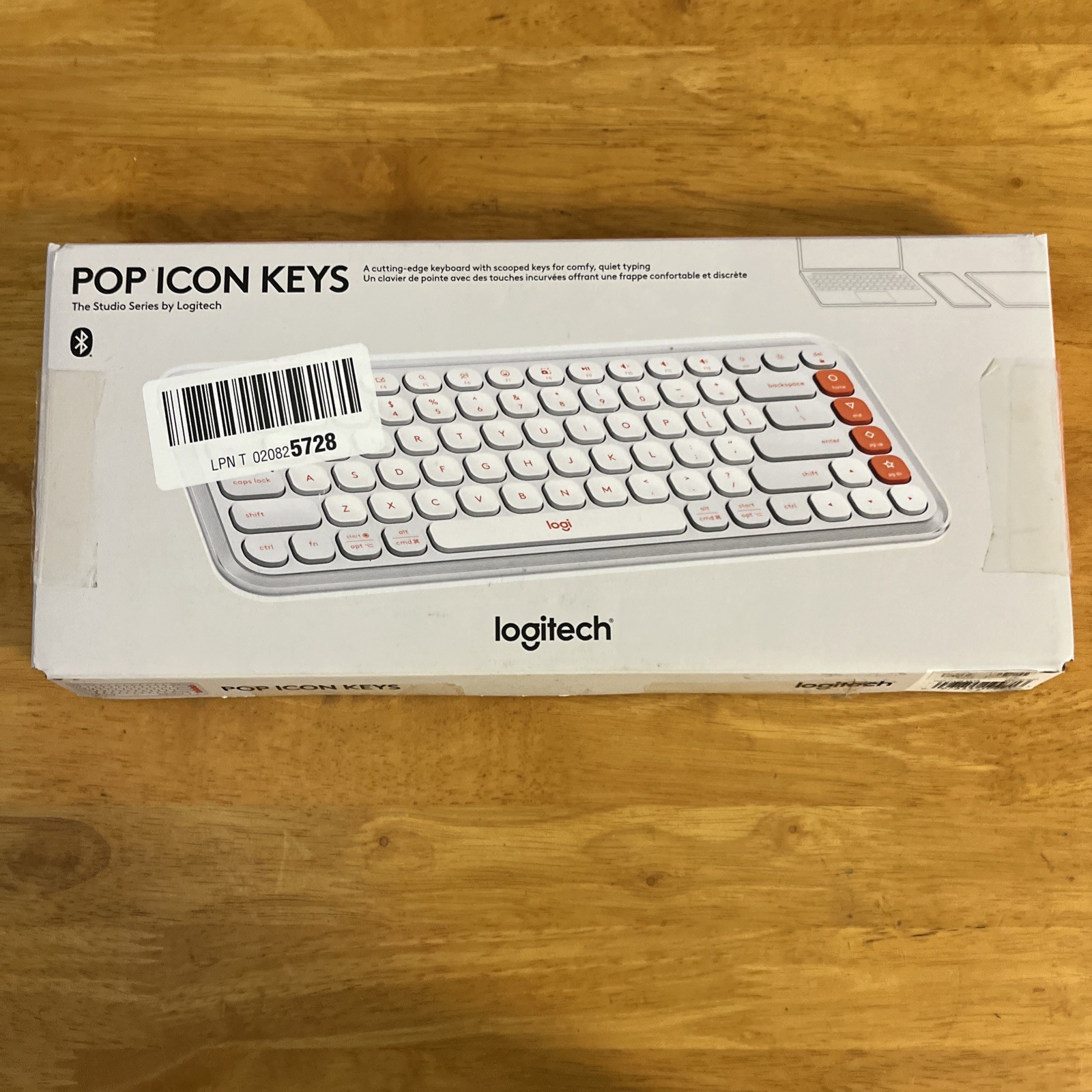 Logitech Pop Icon Keys Compact Wireless Keyboard, White/Oran