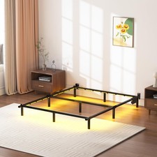 Bed Frame with Charging Station, Full Bed Frame with LED Lights, 7 Inch High ...