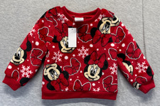 Disney Minnie Mouse Fleece Sweatshirt Toddler Girls 2T Red Snowflakes Print Warm