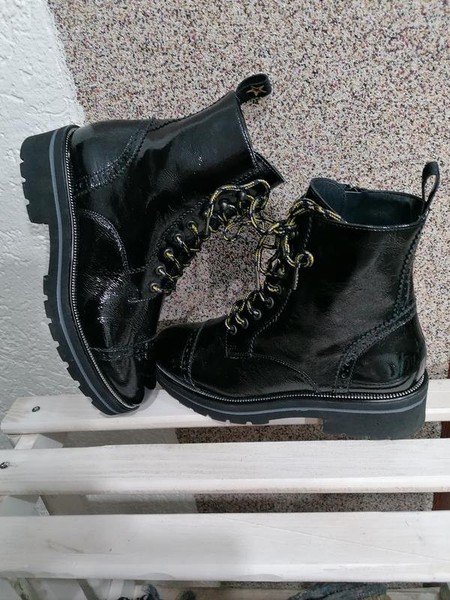 Women Paul Green Boots Black Leather 37.5 #C3MP