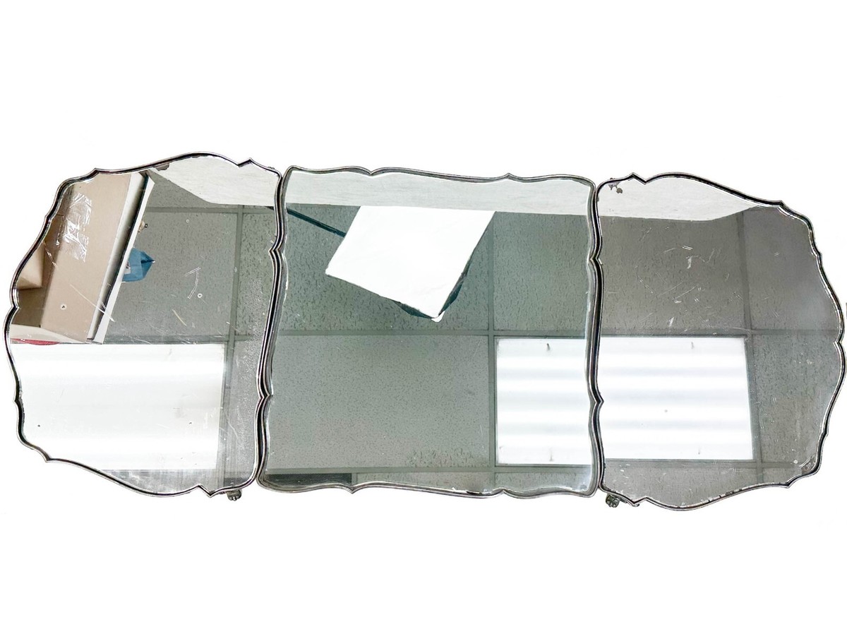 3 Piece Christofle French Silver Plate Mirrored Table