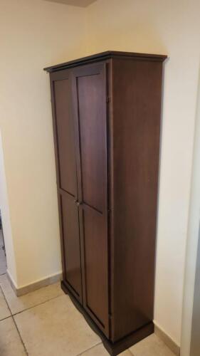 ARMADIO MULTIUSO ANTE BATTENTI ARTE POVERA COLORE NOCE SCURO cm 87x40x192H - Photo 9 sur 10