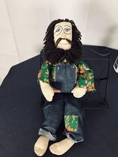 Folk Art Cloth Rag Man Hippie Farmer Hillbilly Overalls Drum OOAK 21"